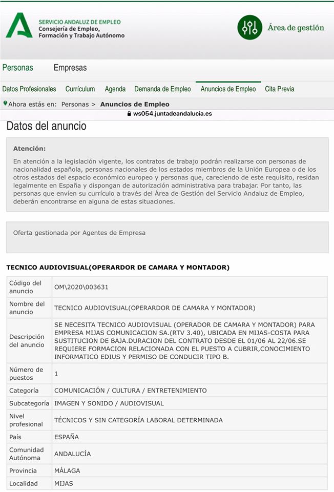 Inscripciones en la web del SAE.